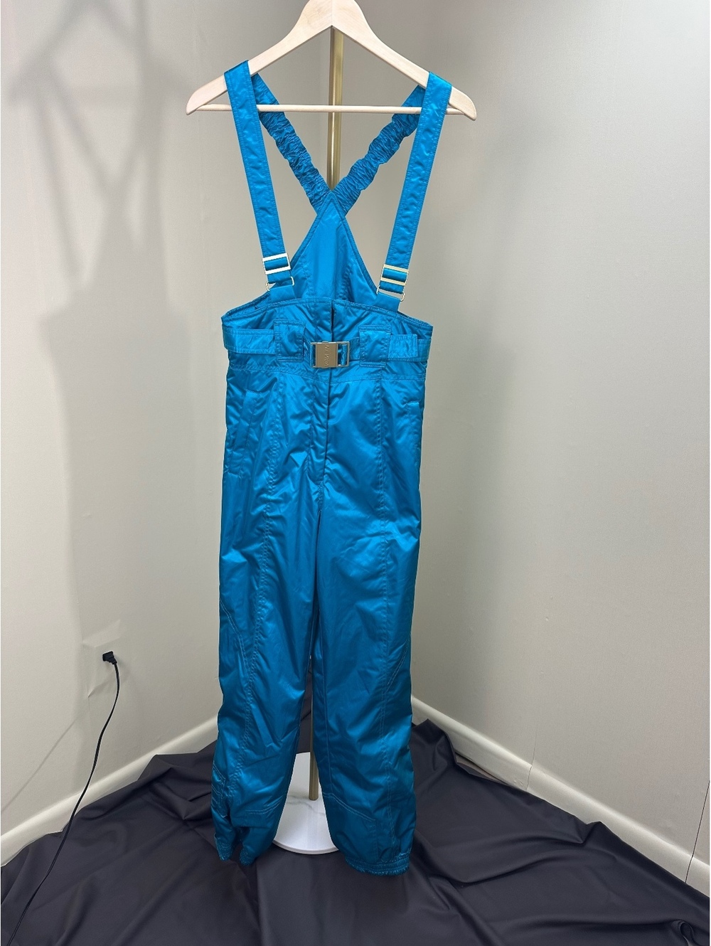 NEVICA Ski Bib Pants US 26 Teal Blue Insulated Snow Salopettes Made in Hong Kong